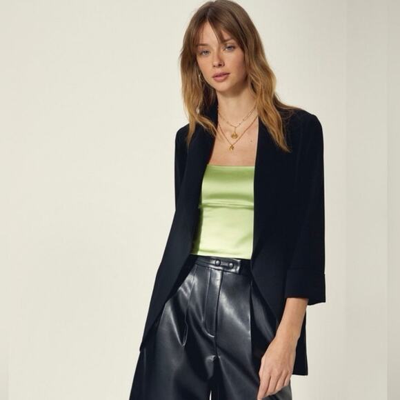 WILFRED | ARITZIA Women's Chevalier Open Front Jacket Satin Black Size 0 - Picture 7 of 16